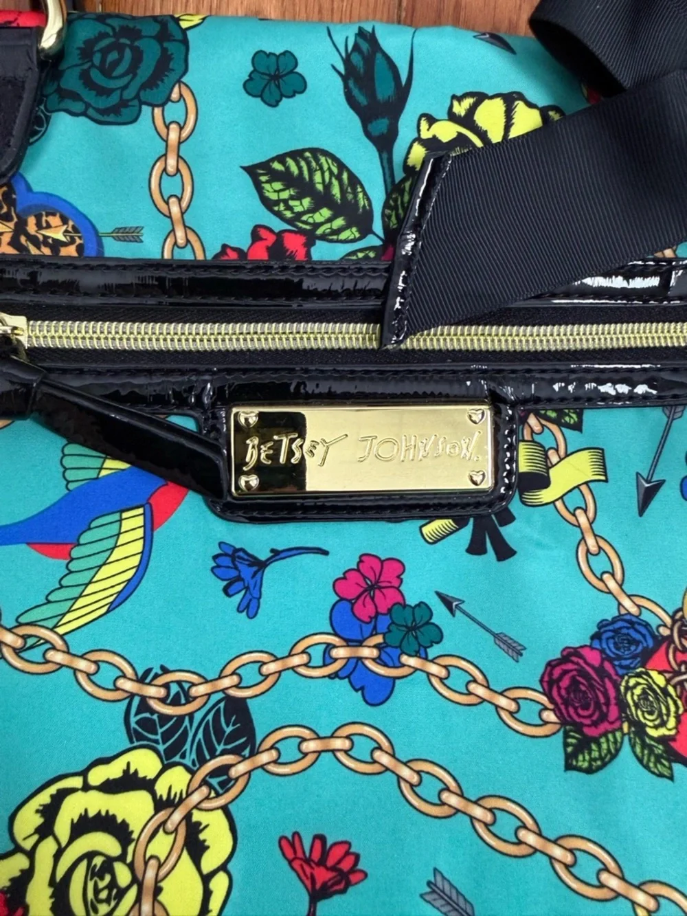 Betsey Johnson Tattoo/Floral Print Purse - Picture 3 of 8